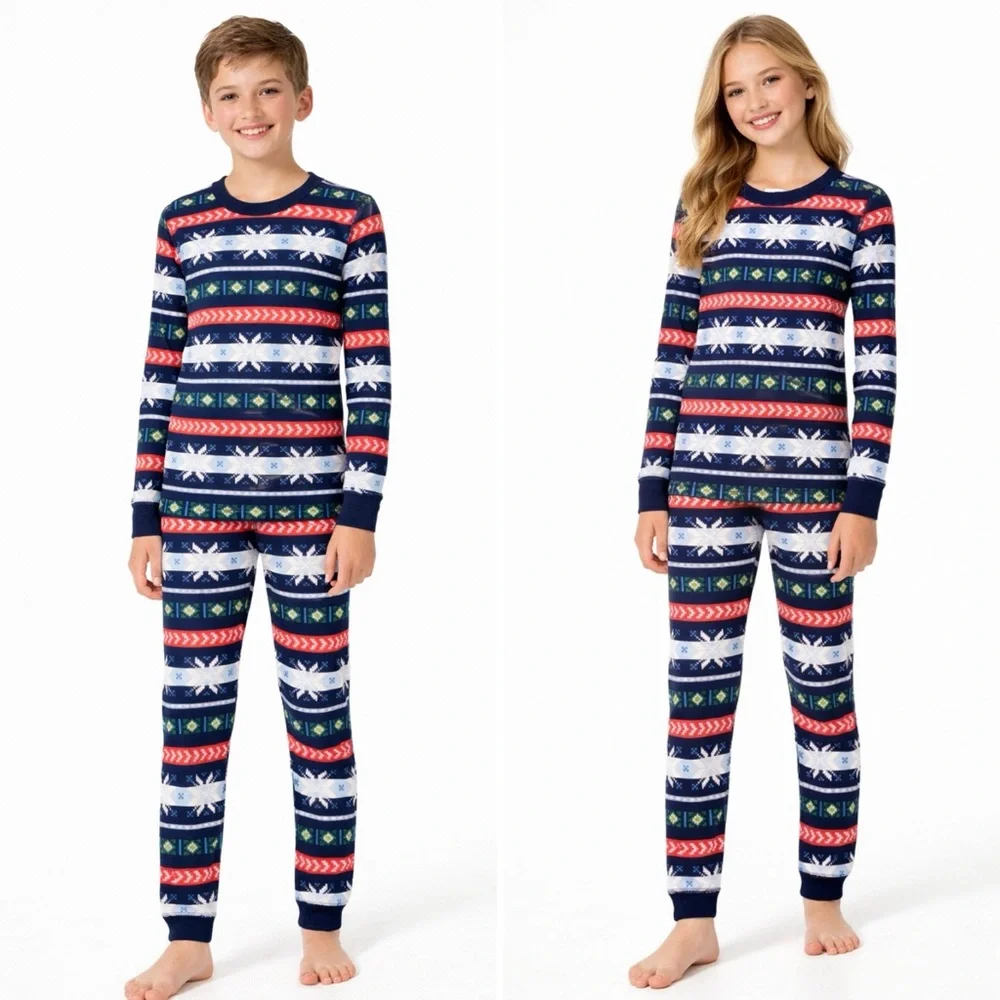 NWT HANNA ANDERSON Scandi Snowflake Fairisle Holiday Pajama Set Unisex Sz 14💛